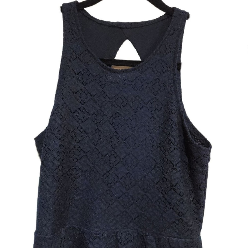 Navy Blue A Line Crochet Halter Dress Aeropostale Keyhole Back Size Medium - Picture 3 of 6